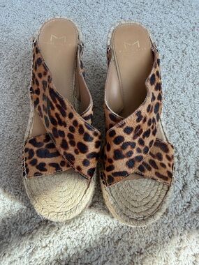 Marc Fisher Leopard-Print Espadrille Wedges in Brown and Black